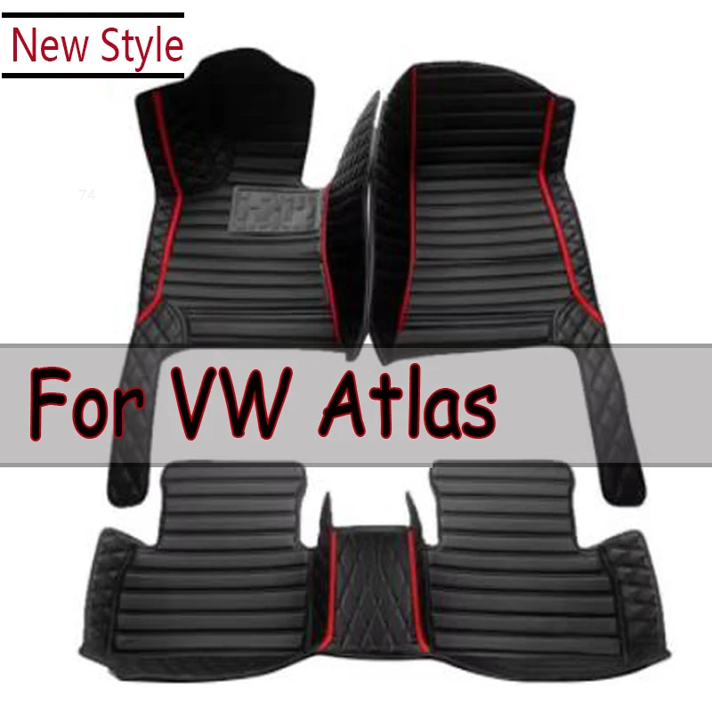 Car Mats For VW VW Atlas Teramont CA1 2017~2022 Auto Interior Parts Floor Rug Carpet Luxury Leather Mat Car Accessories