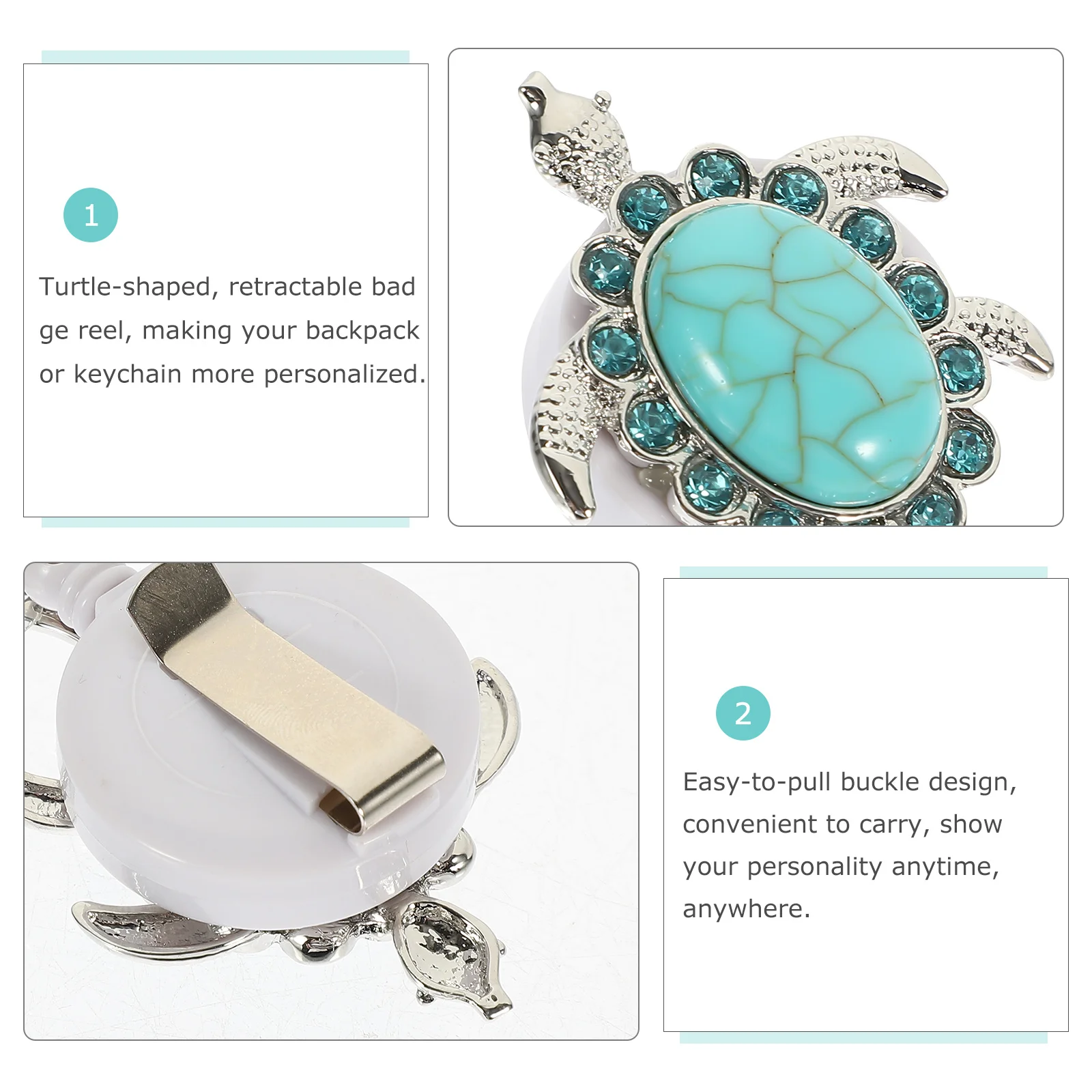 

Turtle Badge Reel Retractable Name Tag Card Holder For Nurses Teachers Students Keychain Multi-Function Work Badge