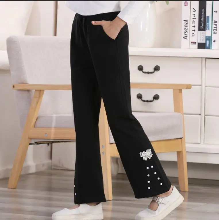 

Girls' Pants for Spring, Summer, Autumn, Thin, Slightly Flared, Mid Size, Slim Fit, Children's Casual Pants for Girls