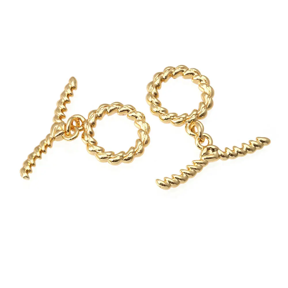 6 Sets 18K Gold Color Brass Round O Toggle Clasps Bracelet Connect Clasps High Quality Diy Jewelry Accessories Making Materials view 2