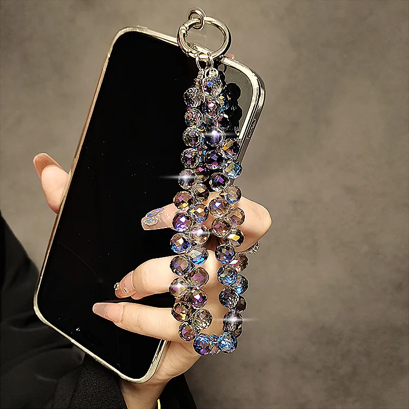 Mobile Phone Lanyard High-end Luxury Short Water Drop Crystal Hanging Chain Hand-beaded Wrist Chain Hand-held Pendant