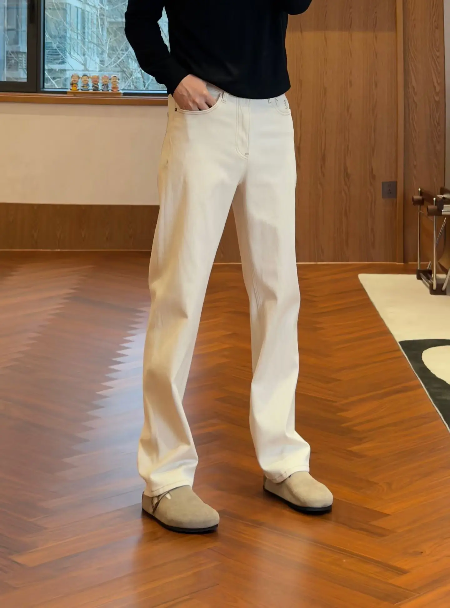 

Italian Style Men's Straight Leg Jeans mid Waist Washed Versatile Spring Summer New Arrival Comfortable Fit Classic Blue Denim