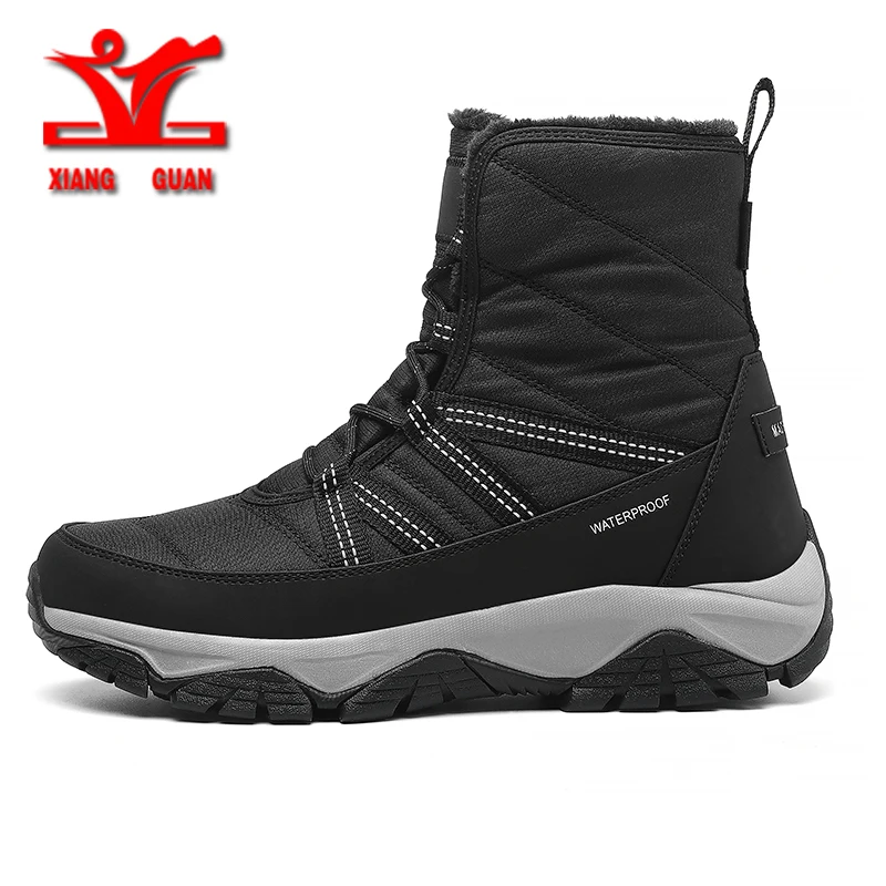 XIANGGUAN 2022 NEW Warm Snow Boots Warm Hiking Shoes Winter Plush Lining Sneaker Men Waterproof Warm Outdoor Sport Shoes