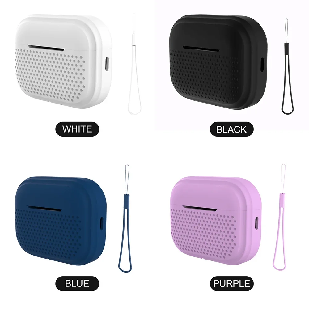 Funda protectora de silicona TPU con cuerda antipérdida para auriculares AirPods Pro 2, (AirPods no incluidos)