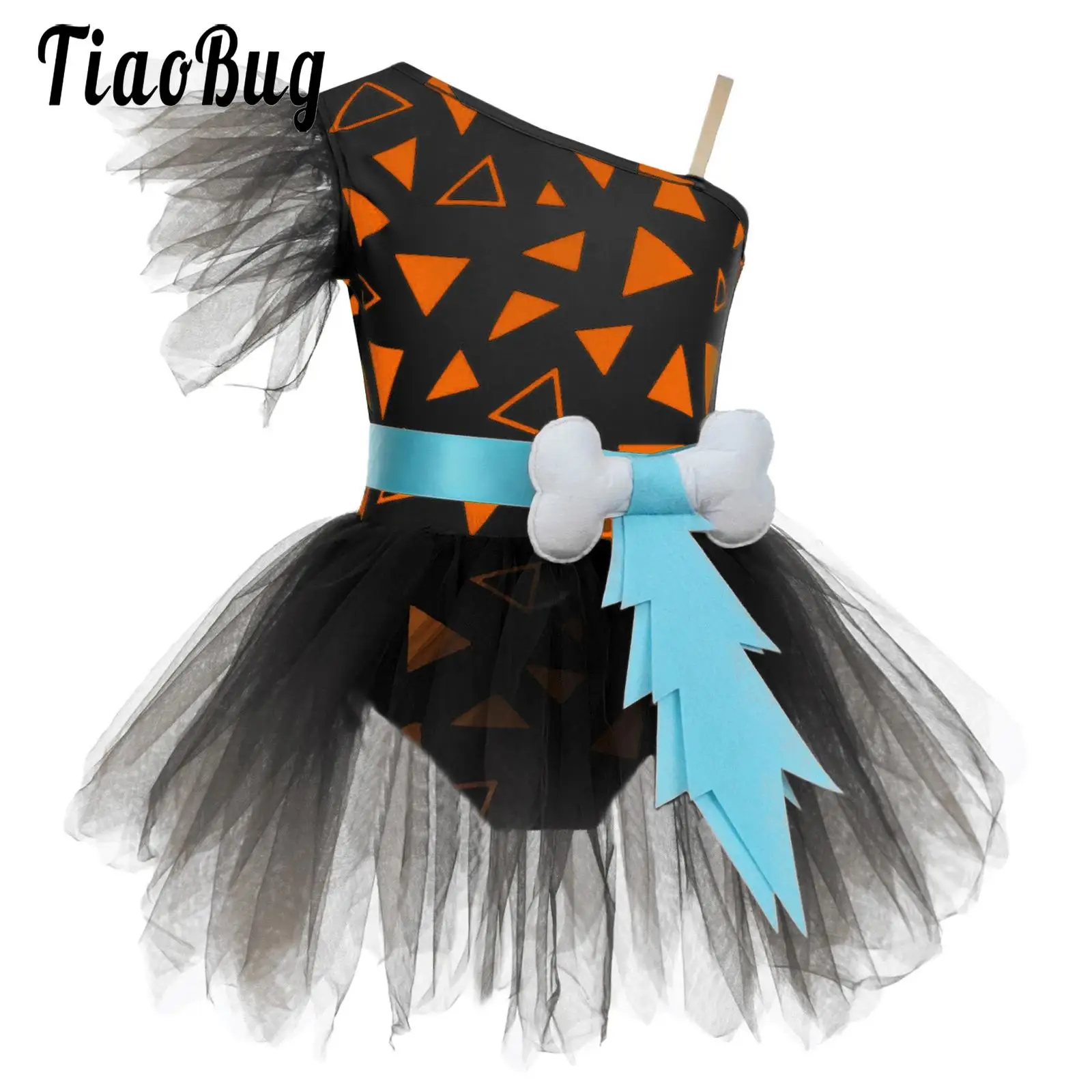 

Halloween Caveman Costumes For Kids Girls Sleeveless 3D Dog Bones Tutu Dress Carnival Party Cosplay Ballet Dance Tulle Costume