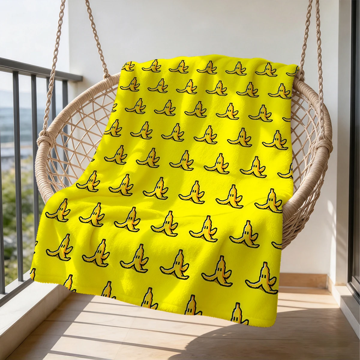 Banana Vibe Flannel Blanket Warm Soft Halloween Christmas Couch Warm Cozy Decorative Decor Gift for All Season
