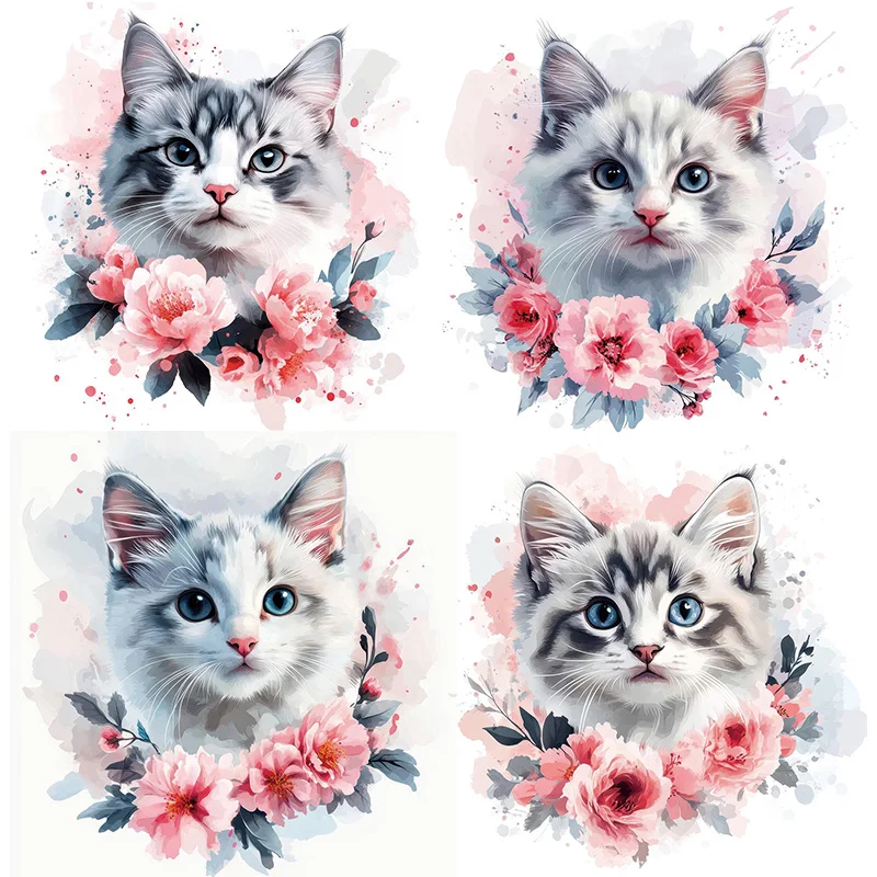 

Floral Cute Cat Wall Decal Reusable Sticker for Living Room Aesthetic Room Decoration Easy to Beautify Your Home