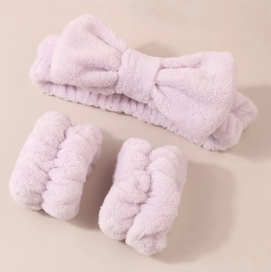 Neue Waschen Gesicht Stirnbänder Für Frauen Korallen Fleece Haar Bands Wasserdichte Bands Saugfähigen Armbänder Kopf Band Haar Zubehör Set – Detail 12