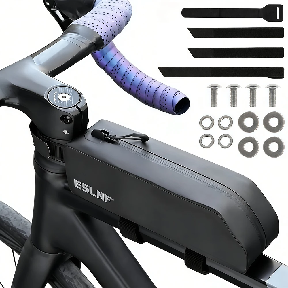 

1Set Waterproof Bike Top Tube Bag with Zipper, Stable Bicycle Frame Bag Professional Cycling Accessories for Mountain Road Bike
