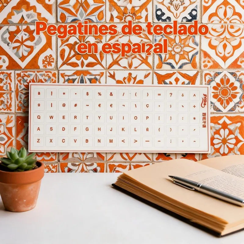 Spanish Keyboard Keycap Transfer Stickers Universal PVC Wear‑Resistant Spanish Letter Decals for Laptop Desktop PC Notebook