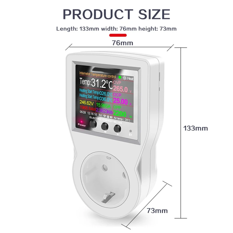 Tuya soket termostat Wifi 16A AC220V, pengontrol suhu Digital soket Outlet Timer Switch Sensor dengan colokan EU