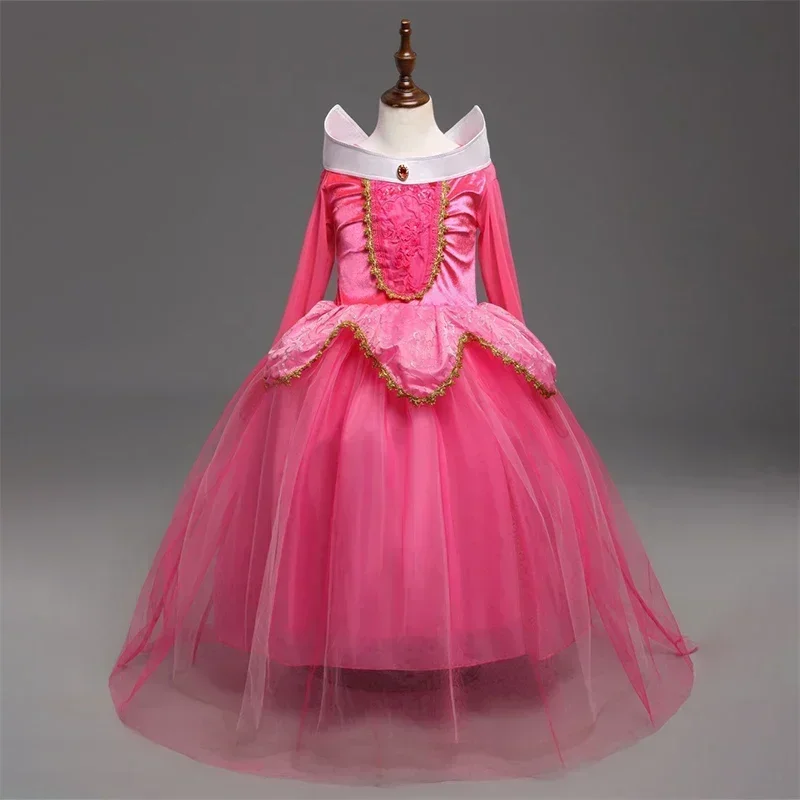 Girls Sleeping Beauty Aurora Cosplay Princess Dress Halloween Costume for Kids 4-10 Years Children Carnival Party Clothings