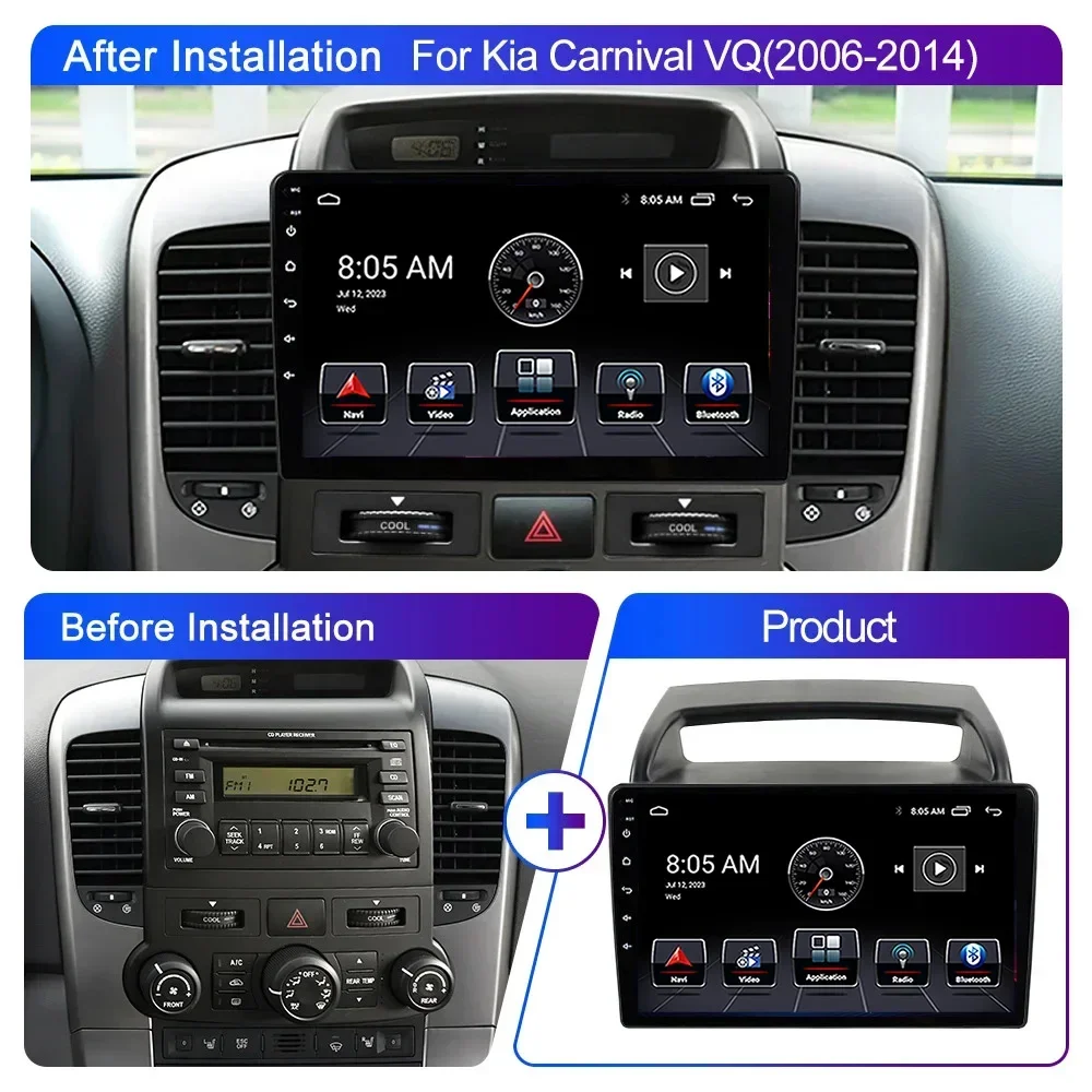 

4G Android 13 Radio For KIA Carnival VQ 2006 2007 2008 2009 2010 - 2014 Car stereo Multimedia Player Carplay Auto GPS navigation