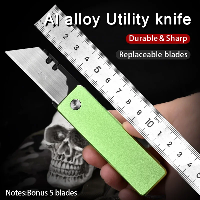 Aluminium Alloy Utility Knife EDC Folding Blade Knife Outdoor Hand Tool Sharp Box Paper Cutter Rotate Open Knives Replaceable