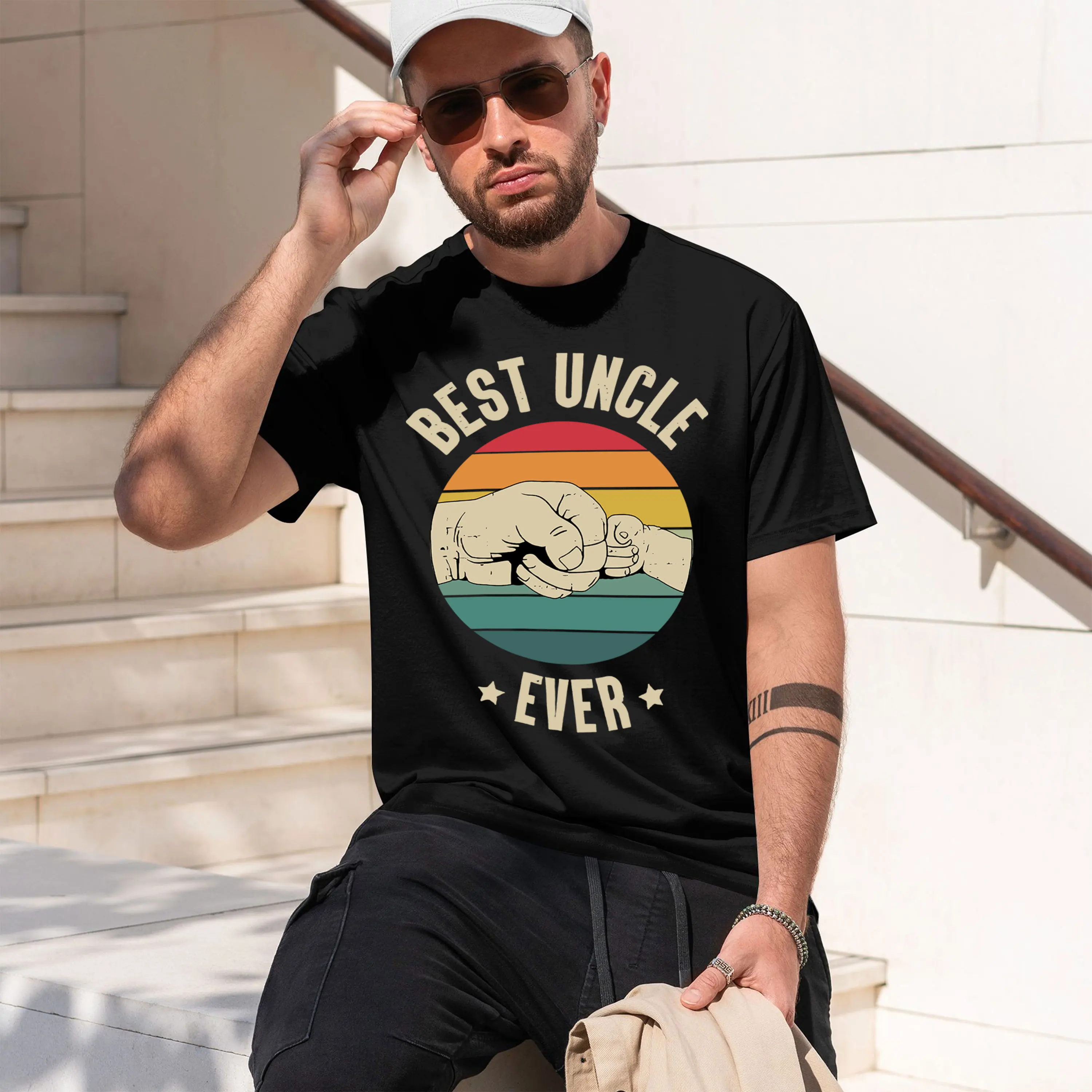 Best Uncle Ever Big And Small Clened Fist Tennis Skate Wholesale Adult y2k Snapback 2026 New Model Men’s Short-sleeve crewneck T