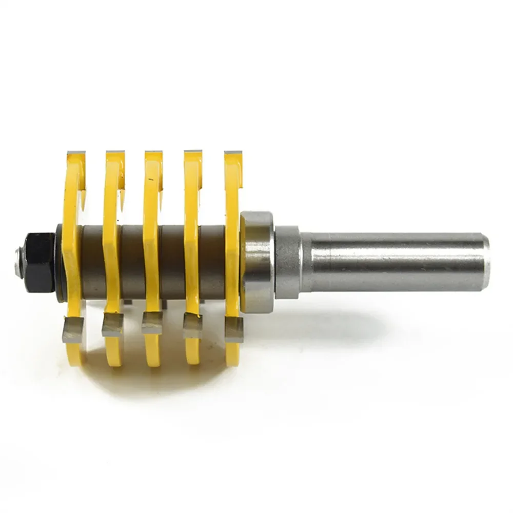 1pc 1/2 Shank  (12.7mm)  3 Flute Finger Joint Router Bit Adjustable Guided Bearing 5 Blade Wooden Box Cutter