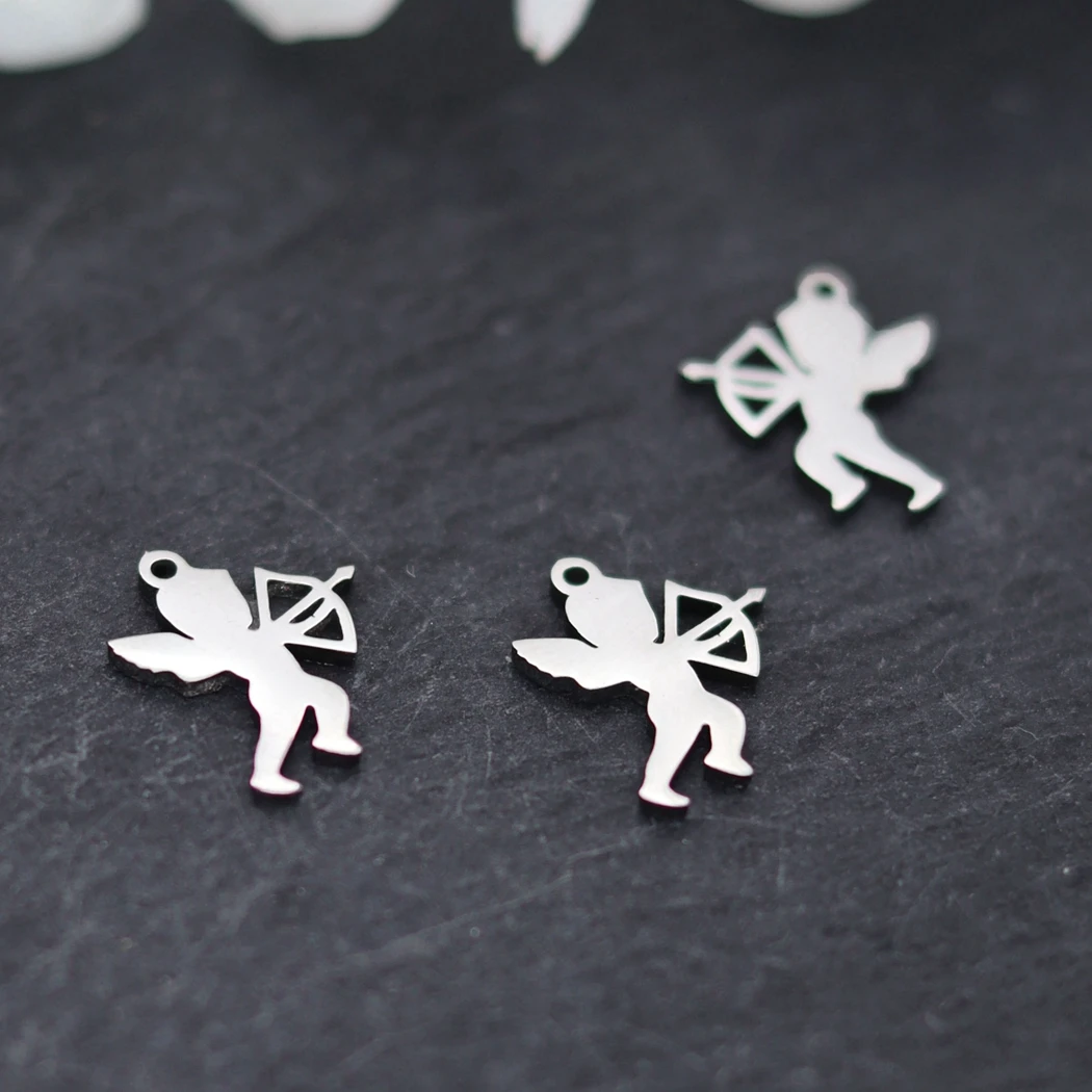3pcs Cute Love Angel Charms Arrow of Cupid Pendant For DIY Handmade Stainless Steel Jewelry Making Finding Supplies