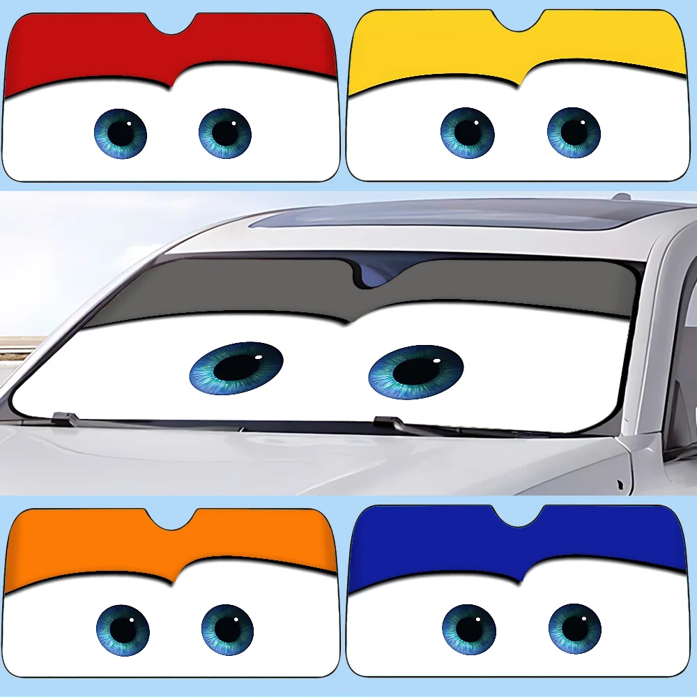 L-Lightning M-McQueen Eyes parasol para coche, visera para ventana delantera, 70x130cm, protección Solar, regalo a cuadros, novedad para coche