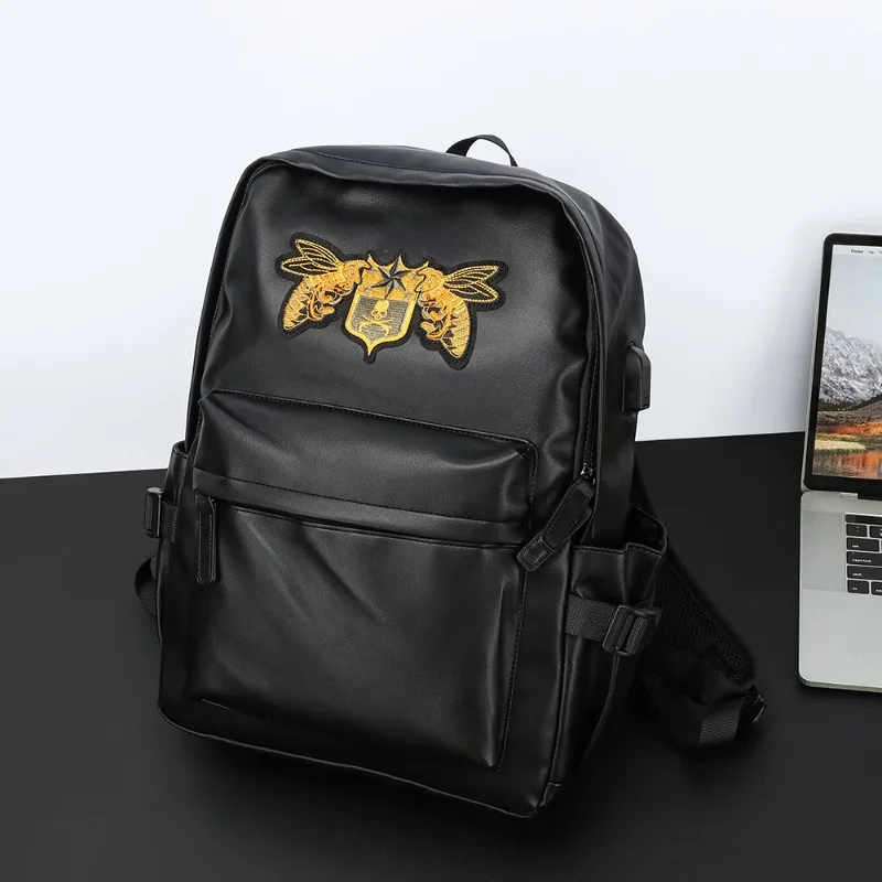 Fashion Men Backpack Bee Embroidery Backpacks Male Travel Bags with USB Interface Anti-theft Men's Backpacks 15 Inch Laptop Bag