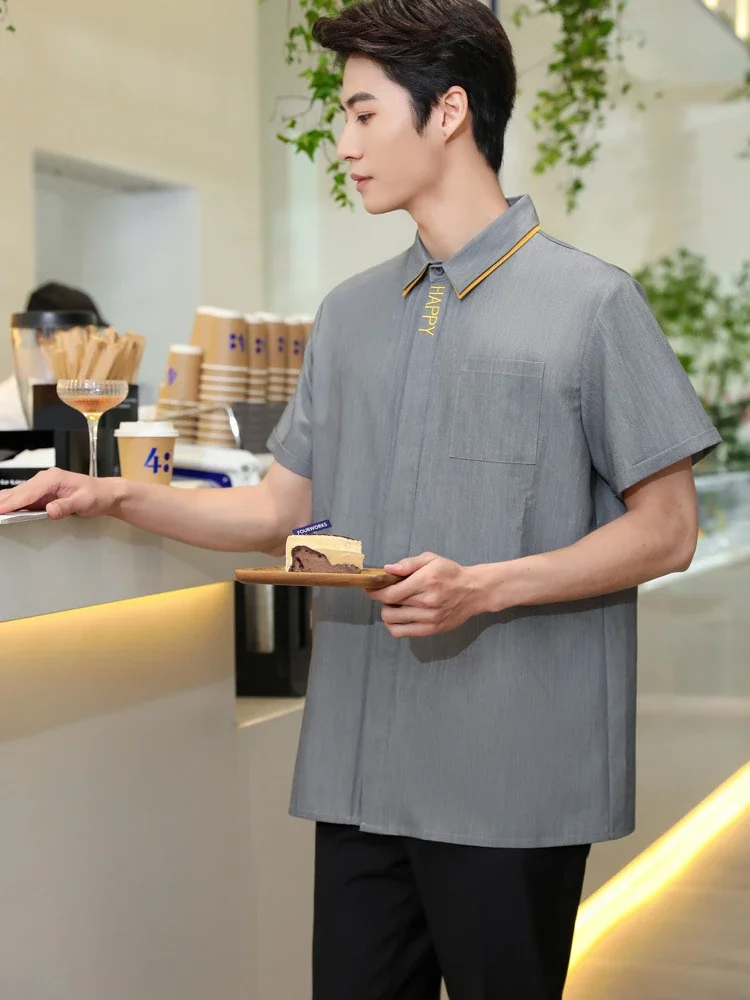 ウェイターオーバーオール半袖ホテルウェイトレス制服レストランバーケータリングカフェ作業服制服女性作業服オーバーオール