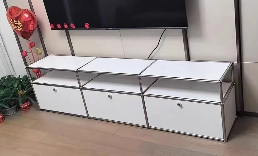 Modern Living Room Cabinet Modular Sideboard Storage Cabinets Combination TV Stand for Customizable Steel Frame Wood Furniture