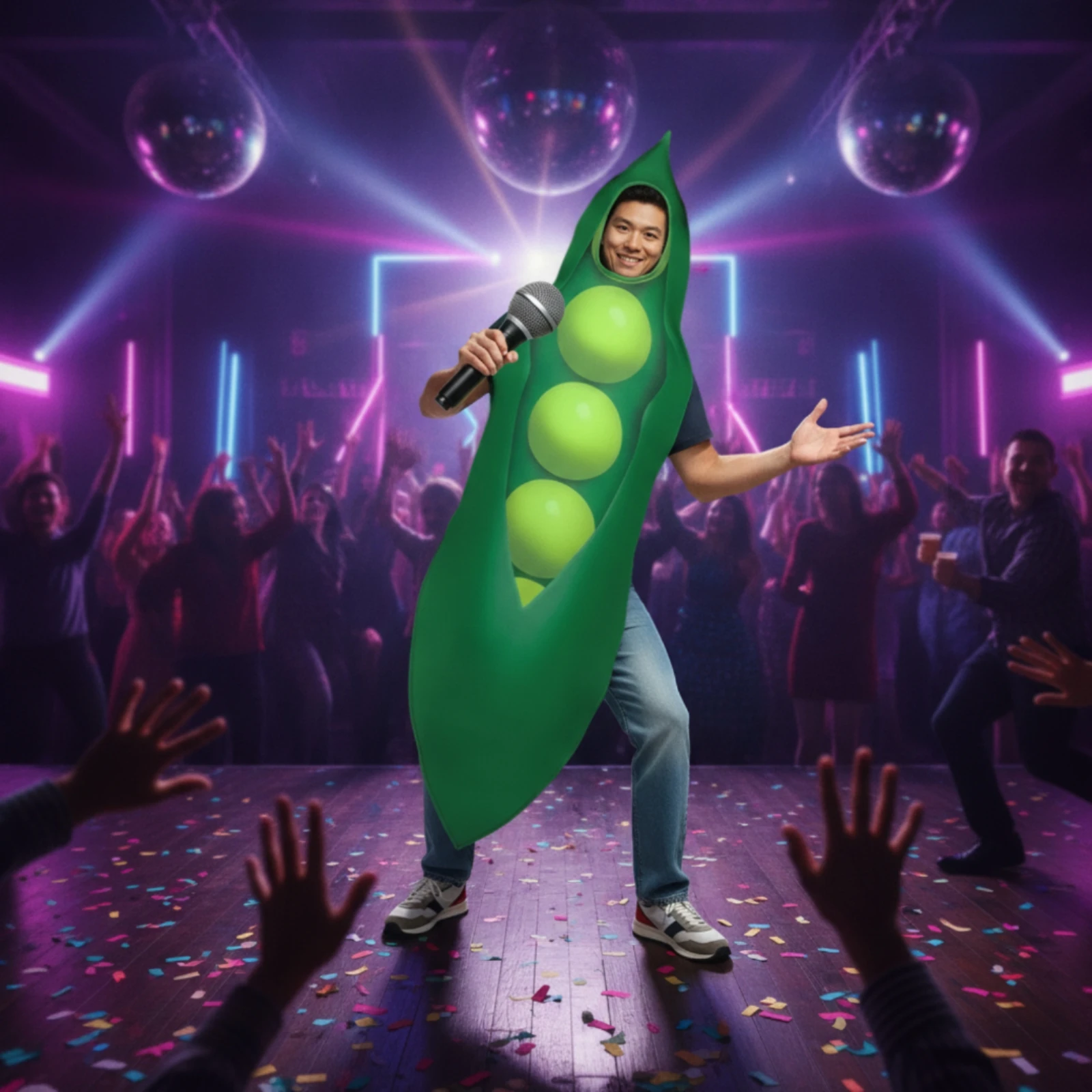 Green Pea Pod Costume Stage Ready Pea Pod Costume Cosplay Outfit Hooded Dress-up Wear Hook and Loop Fastener for Party