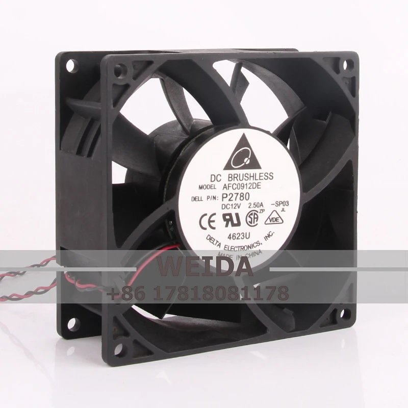 

Delta 24 В 48 В постоянного тока 12 В 2,50 А AFC0912DE EC AC 9 см 9038 Большой объем воздуха с двойным шарикоподшипником, промышленный вытяжной вентилятор охлаждения 90X90X38m