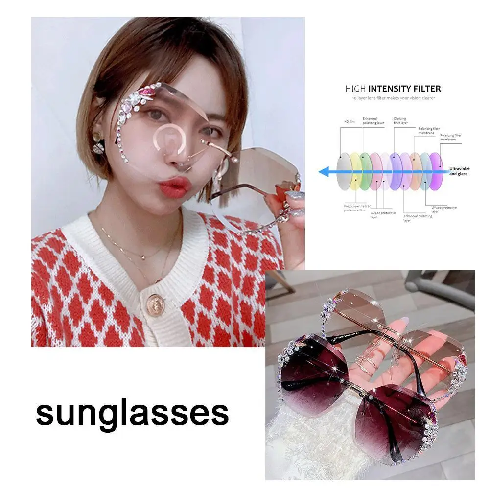 

Vintage Rimless Glasses Women Men Retro Uv400 Glasses Female Lens Brand Gradient Cutting Design Fashion 2 H4b4