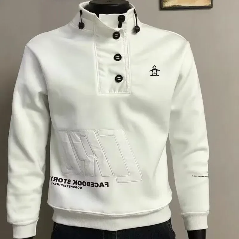 Koreanische Golf Jacken männer Golf Tragen 2024 Herbst Neue Luxus T-shirt Mode Lässig Stehkragen Mit Langen Ärmeln Top Männer golf Mantel