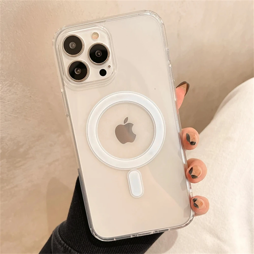 2024 NEW Original For Magsafe Magnetic Wireless Charging Case For iPhone 15 14 13 12 11 Pro Max Mini X XR XS HD Clear Hard Cover