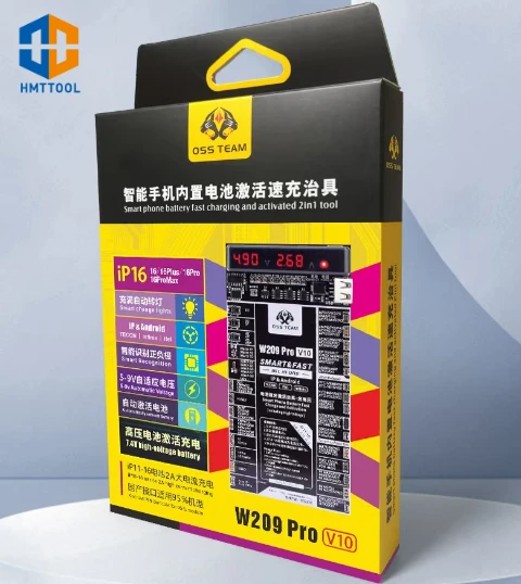 

OSS W209 Pro V10 Инструмент для тестирования платы активации быстрой зарядки аккумулятора, подходит для IPhone 6s до 16Pro Max Активация теста аккумулятора