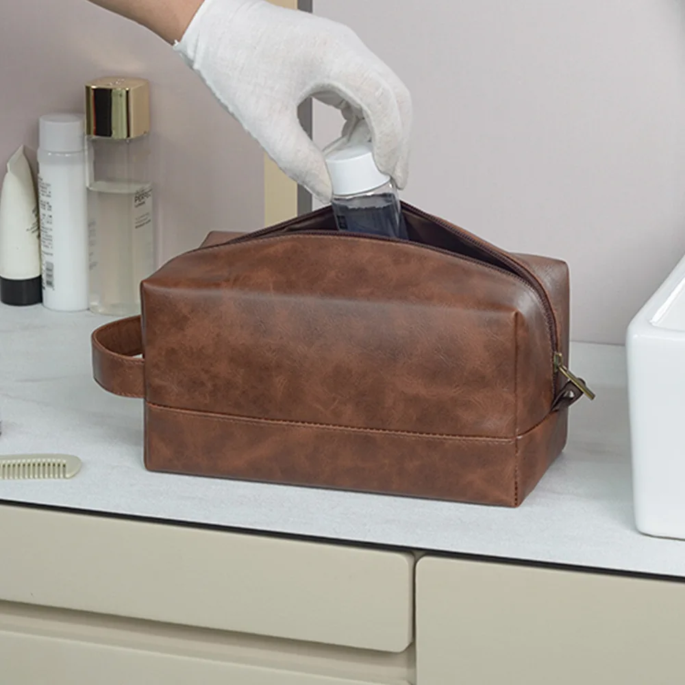 

PU leather wash bag large capacity men's skin care product storage bag portable travel wash bag