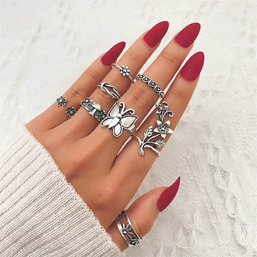 مجموعة خواتم مفصل ميدي بوهو العصرية من IFME 48 طراز للنساء خواتم بأصبع هندسية كريستالية مجوهرات بوهيمية عصرية #1