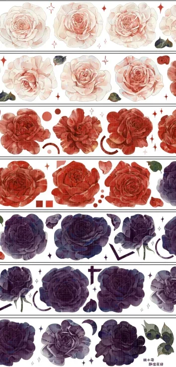 stock clear Dark Red Purple Flower Shiny PET Tape