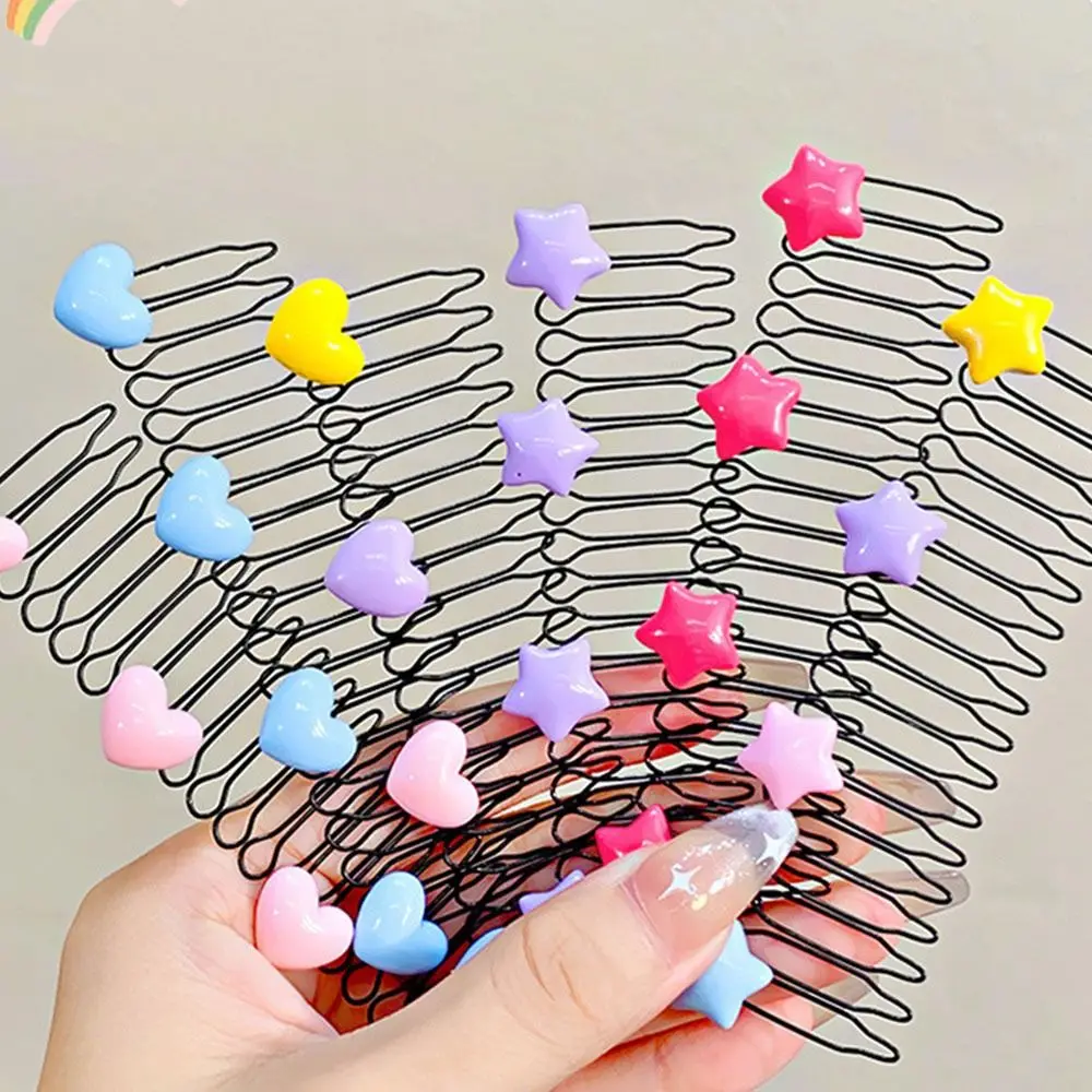 Star Invisible Broken Hairpin Fashion Heart Bow Metal Fixed Insert Comb Hair Styling Tool