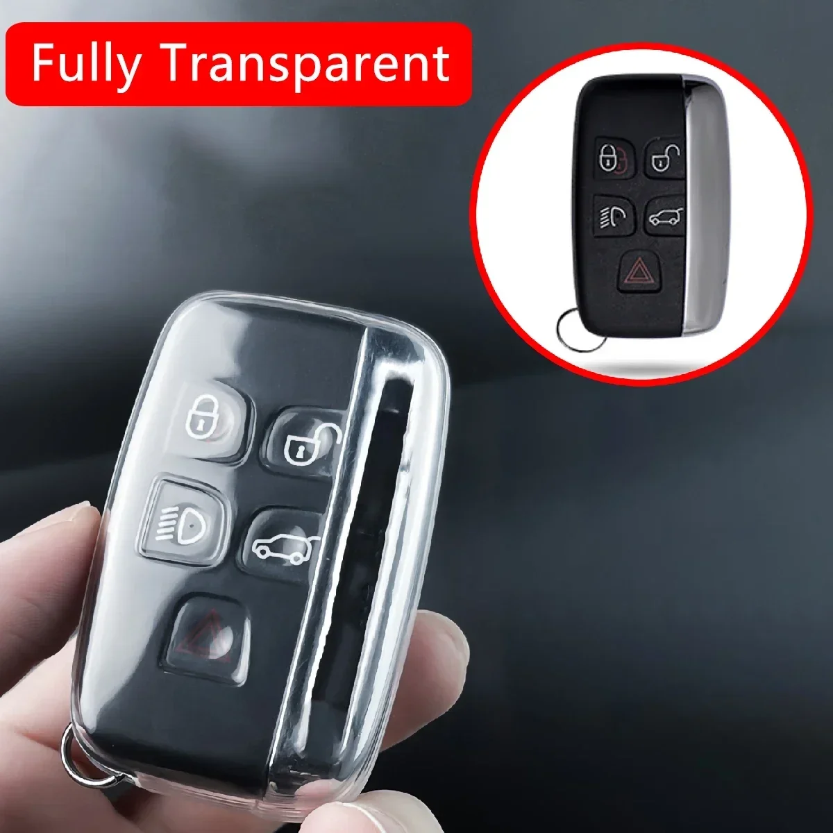 

Clear Transparent TPU Car Smart Key Cover Case For Range Rover Sport Evoque Velar Discovery Sport XE XF XJ F-PACE F-TYPE