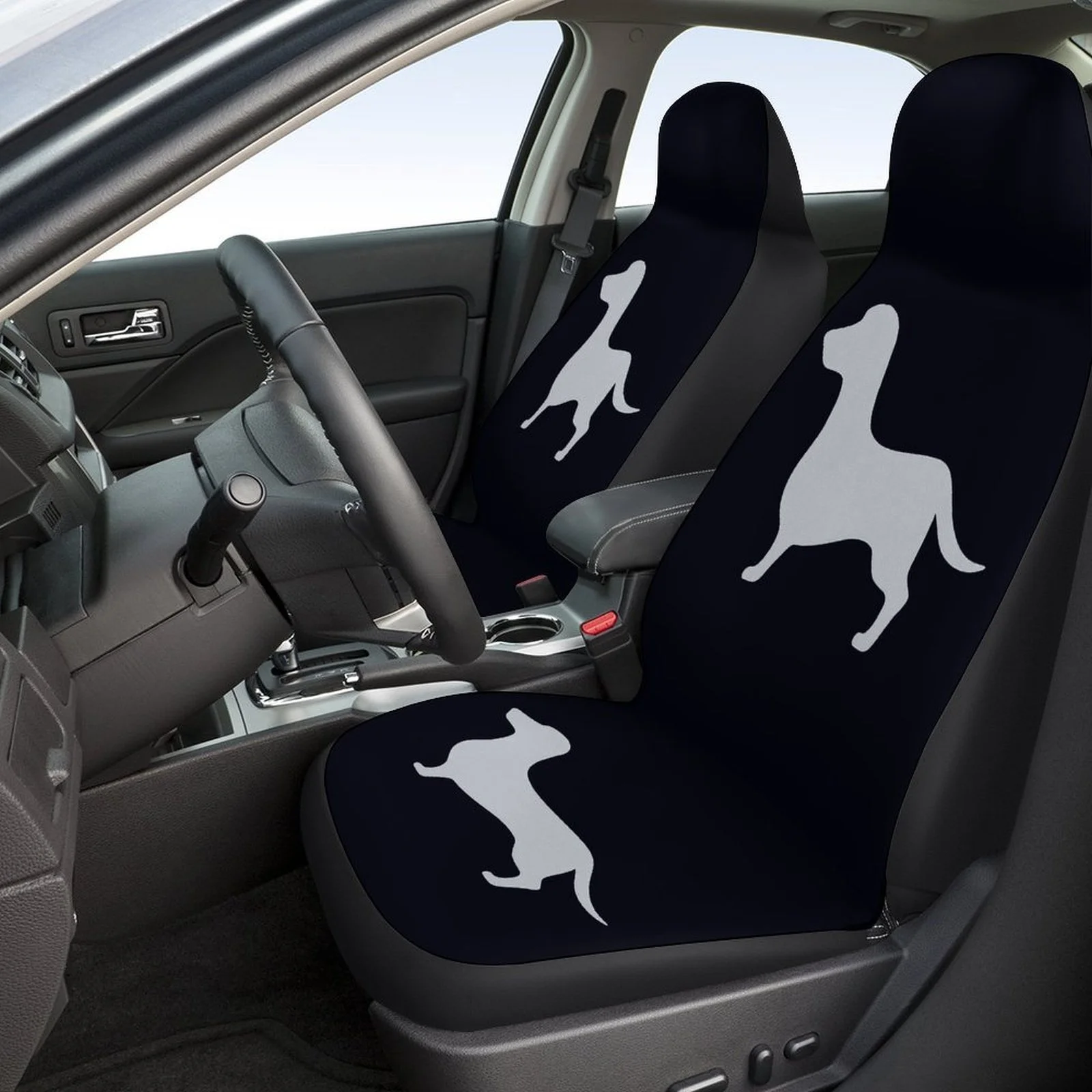 Dachshund Silhouette Themed Car Seat Cover Set For Most Cars, Decorative Trendy High-quality Car Seat Protector Covers Full Set,
