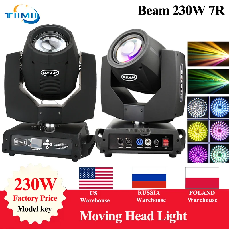 No TAX Beam 230W 7R Moving Head Light Dxm 512 Controller Professional Stage DJ Disco Wedding Lights 7r Sharpy Beam lamp