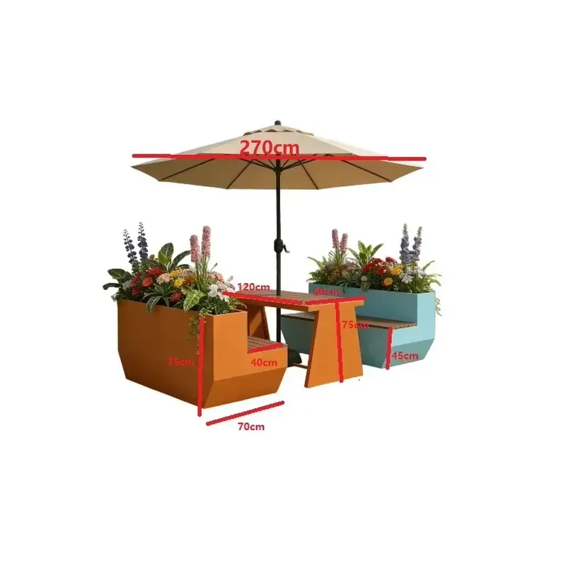 stylish weather-resistant combination furniture with flower pots, suitable for outdoor leisure and commercial scenes