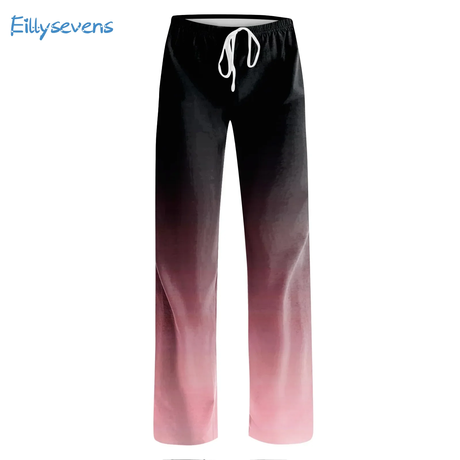 Women Gradient Trousers Daily Casual Sports Fitness Full Length Pants Drawstring Elastic Waist Drape Loose Comfortable Pants