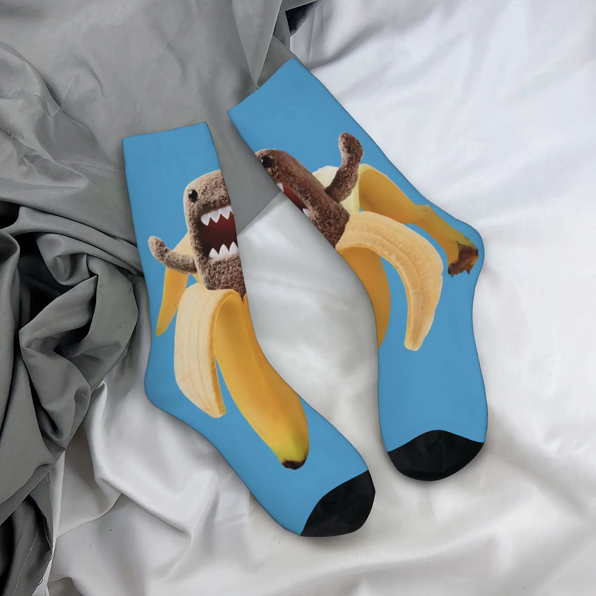 Domo Kun Crew Socks for Women Men Merchandise Spring Autumn Winter  Cute Middle Tube Socks Breathable