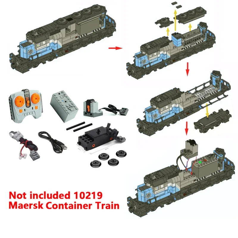 NEW PF 88002 Set Speed Remote Control Train Motor fit For 10219 Motorized Container Trains Bricks Kit MOC Building Blocks Toys