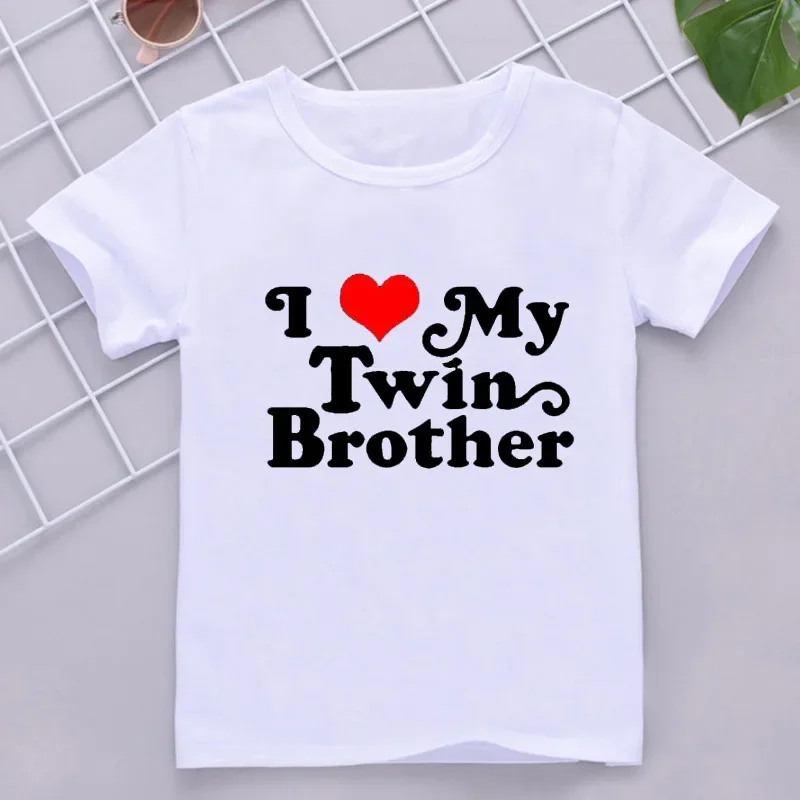 Loving Mother Family Round Collar Printed White T-shirt Short Sleeve Children Boys Clothes  Girl Clothes