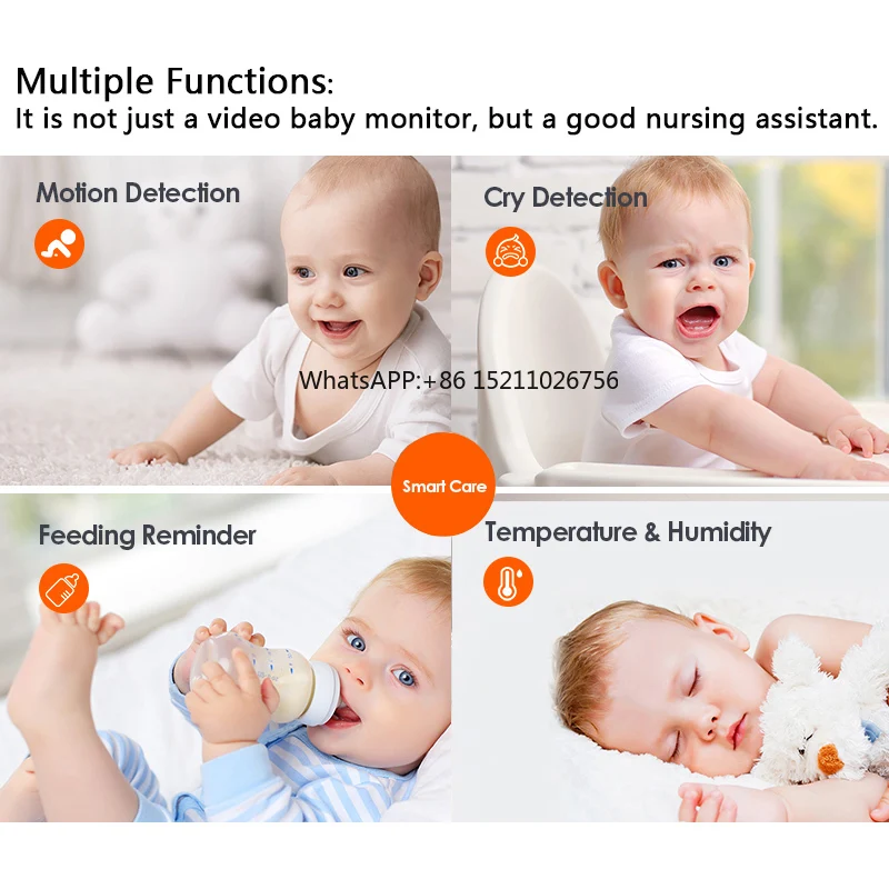 5 Inch Baby Monitor Babyphone Security Video Camera Bebe Nanny Vox Hd Night Vision Ptz Lullabies Temperature Humidity