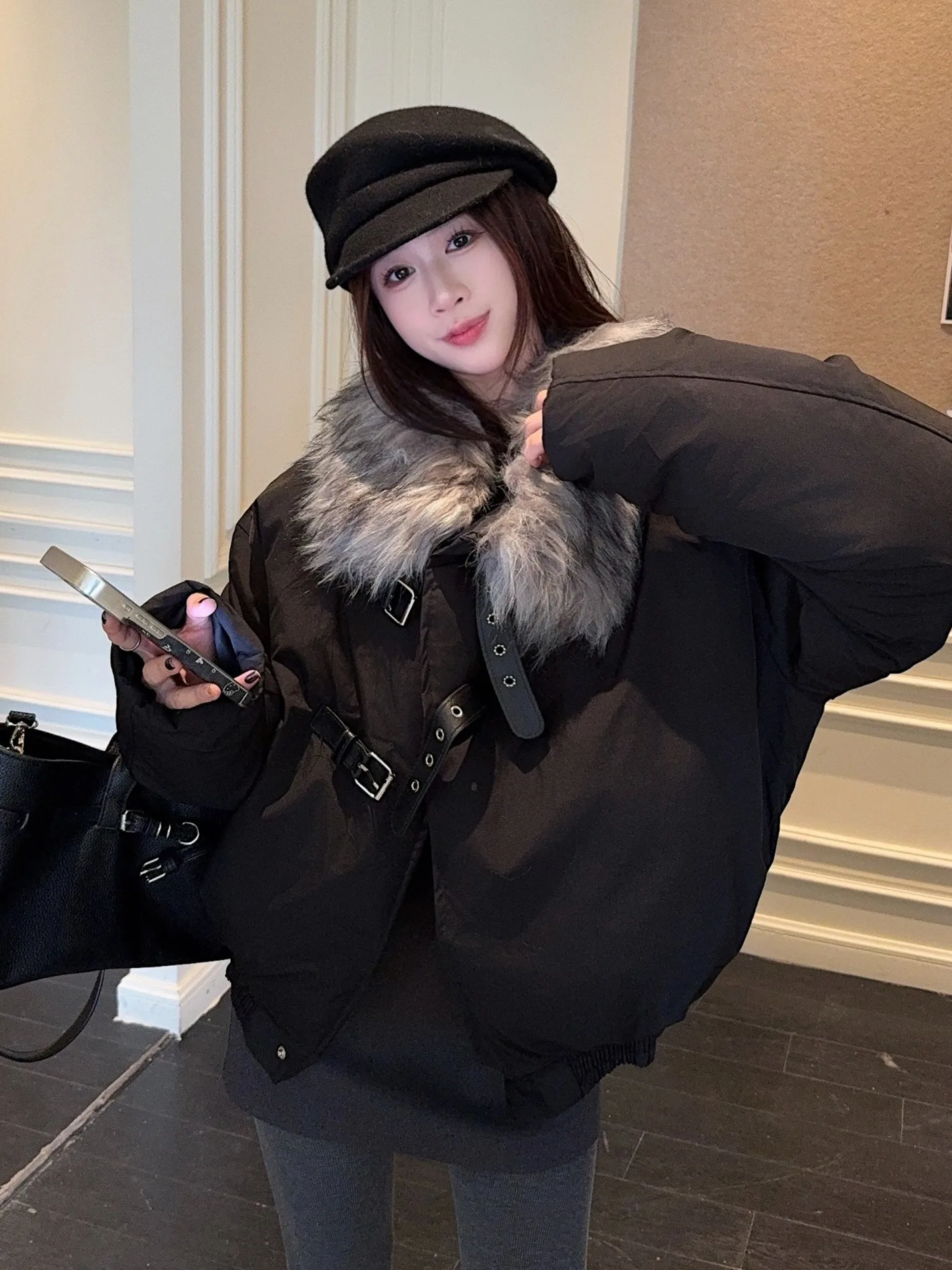 

Утепленная хлопковая куртка с меховым воротником, парная одежда, дизайн Mountain Eagle, корейский стиль, свободный крой, длинный рукав