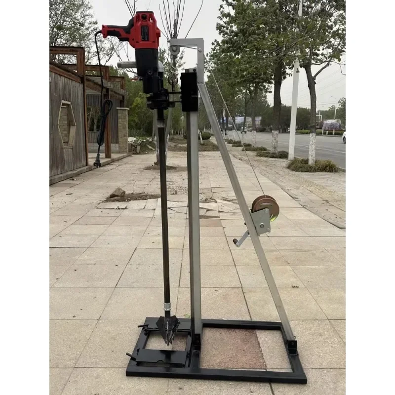 Small portable household water well drilling rig single person 2 phase electric hand crank drilling equipment