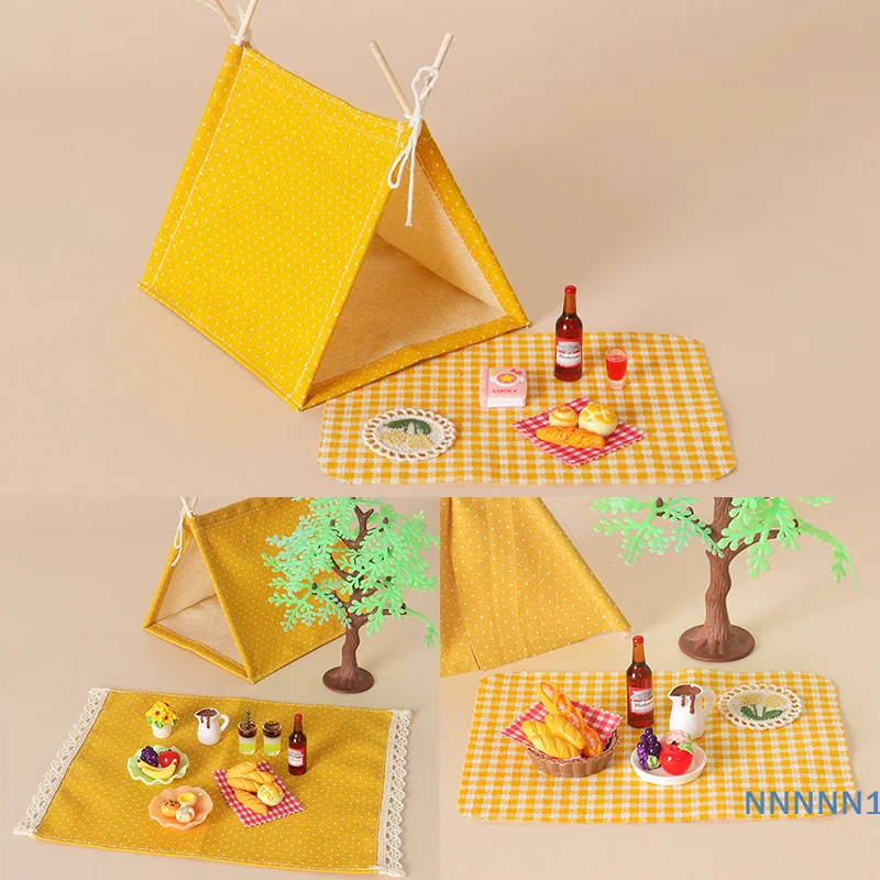 Puppenhaus Miniatur Campingzelt-Set 1:12 Maßstab DIY Tiny House Zubehör Realistisches Outdoor-Spielzimmer Camping-Kit