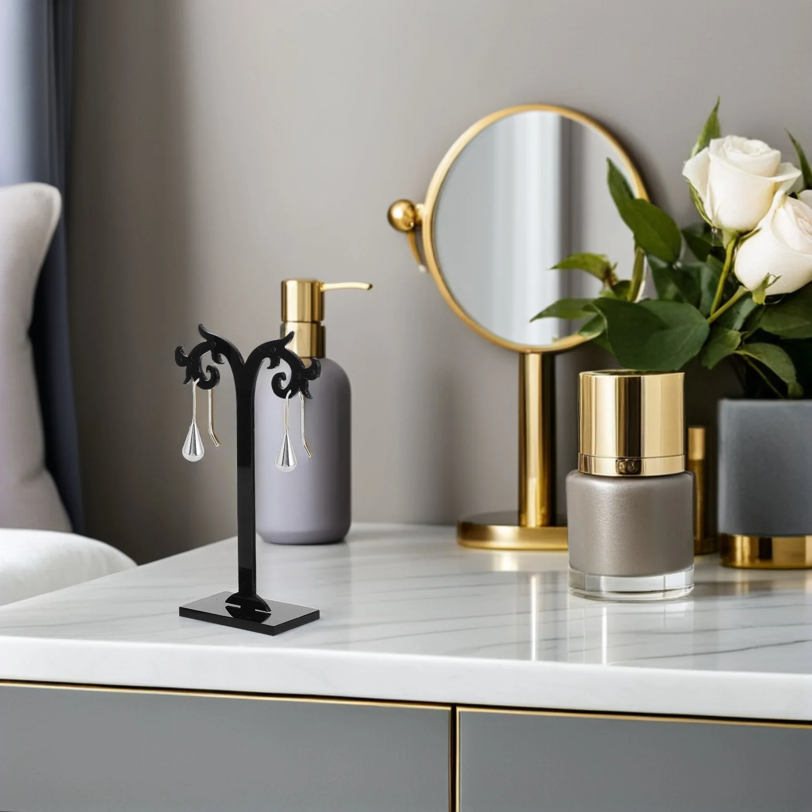 

6Pcs Acrylic Earring Display Stand Horn Design Jewelry Vanity Organizer Countertop Holder Stud Earrings Rings