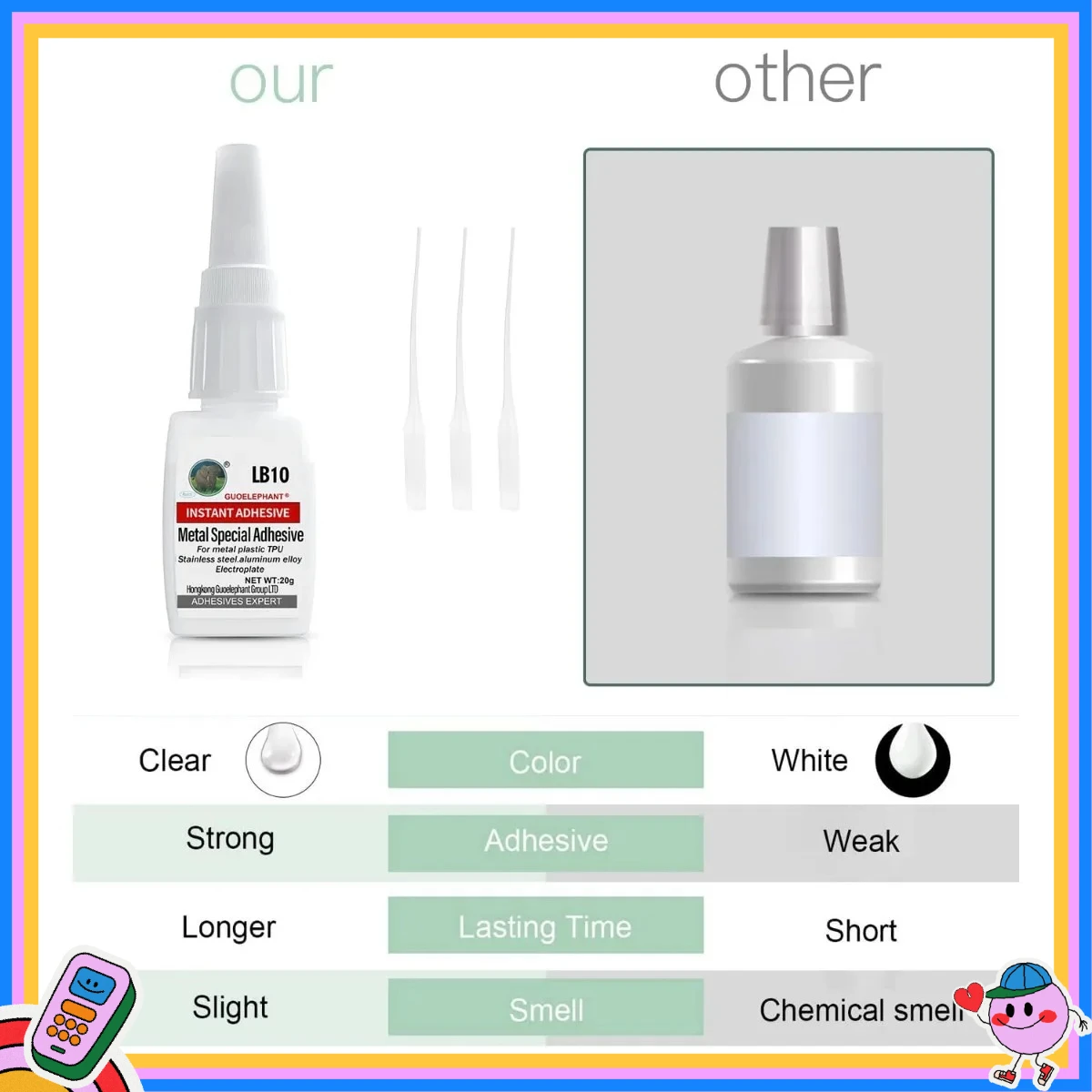 金属用瞬間接着剤、強力な接着剤、ステンレス鋼、アルミニウム合金、鉄、金属部品や工具、彫刻に適しています。