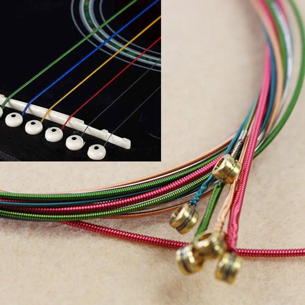 Universal Rainbow Light Musical Instrument Parts Acoustic Guitar Strings Steel Material E-A